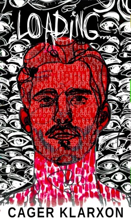 Loading... cover: a red face wrapped in code against a wall of watching eyes